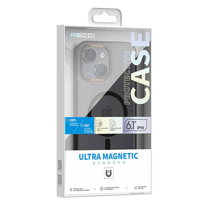 Apple iPhone 15 Kılıf M-safe Şarj Özellikli Cam Arka Yüzey Recci Michelin Serisi Kapak