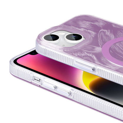 Apple iPhone 15 Kılıf M-safe Şarj Özellikli Fırça Boya Desenli Zore Palet Kapak