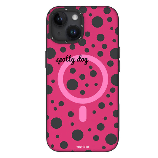 Apple iPhone 15 Kılıf M-safe Şarj Özellikli Polka Dot Desenli Youngkit Spots Serisi Kapak