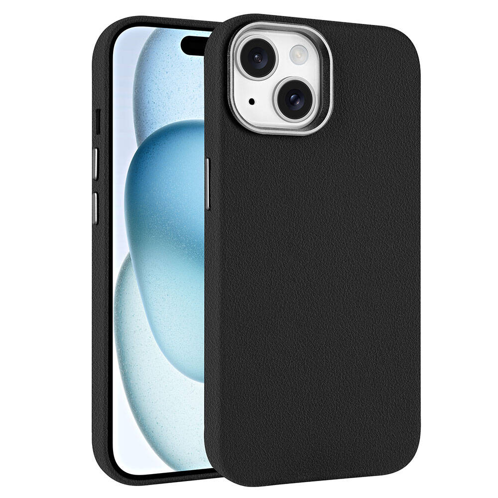 Apple iPhone 15 Kılıf M-safe Şarj Özellikli PU Deri Zore Adora Kapak
