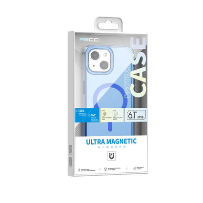 Apple iPhone 15 Kılıf M-safe Şarj Özellikli Saydam Arka Yüzey Recci Crystal Color Serisi Kapak