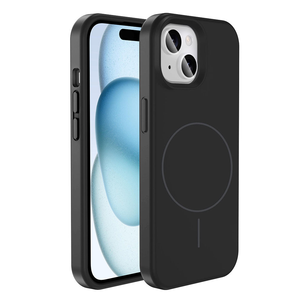 Apple iPhone 15 Kılıf M-safe Şarj Özellikli Sıvı Teknolojili Silinebilir Sert Zore Kivi Kapak