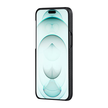 Apple iPhone 15 Plus Kılıf M-safe Şarj Özellikli 600D Aramid Fiber Pitaka Ultra-Slim Classic Serisi Black-Grey Twill Kapak