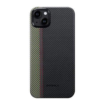Apple iPhone 15 Plus Kılıf M-safe Şarj Özellikli 600D Aramid Fiber Pitaka Tactile Woven Orchestra Serisi Overture Kapak