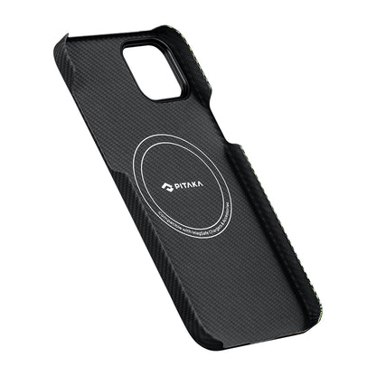 Apple iPhone 15 Plus Kılıf M-safe Şarj Özellikli 600D Aramid Fiber Pitaka Tactile Woven Orchestra Serisi Overture Kapak