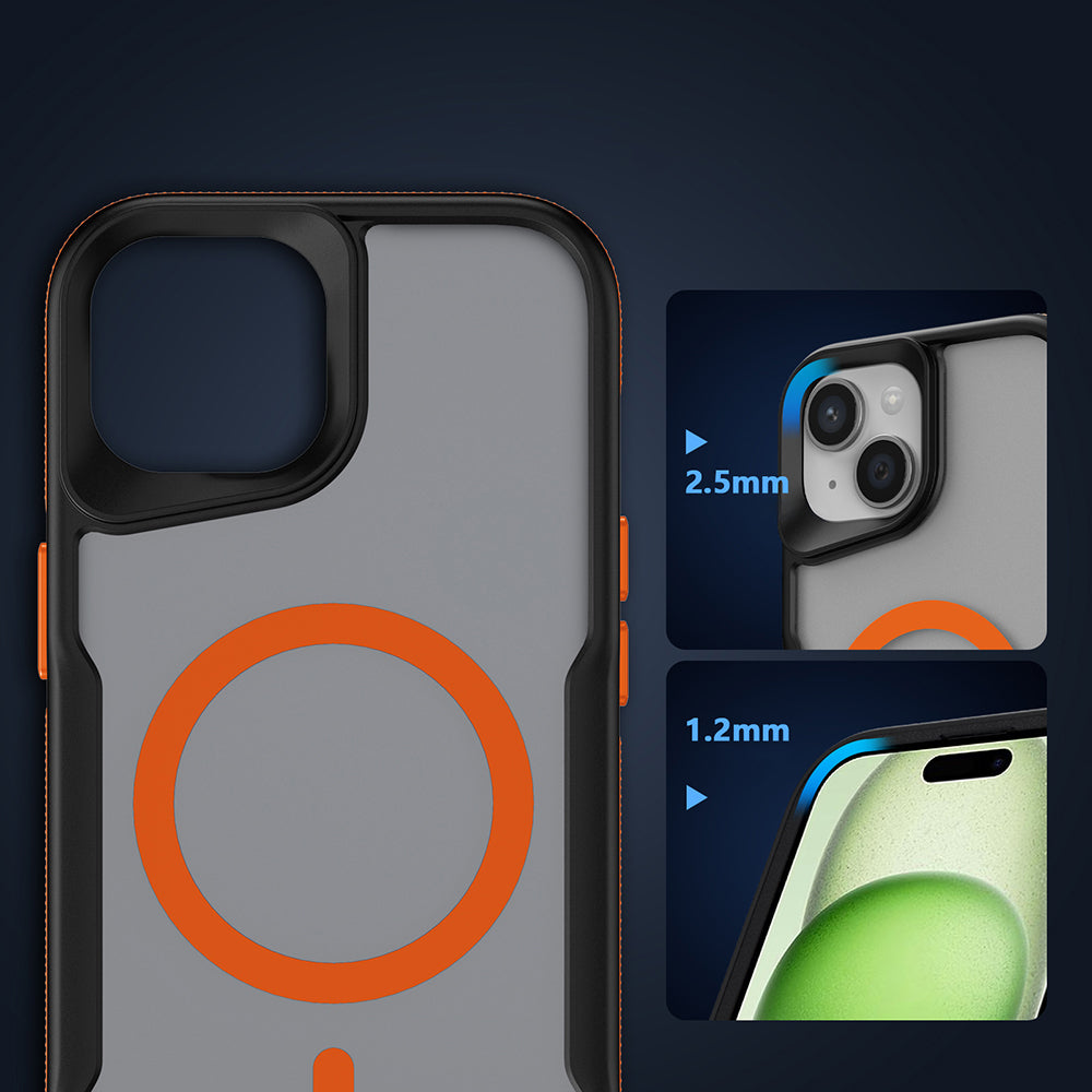 Apple iPhone 15 Plus Kılıf M-safe Şarj Özellikli Renkli Kenar Airbag Şeritli Zore Lamer Kapak