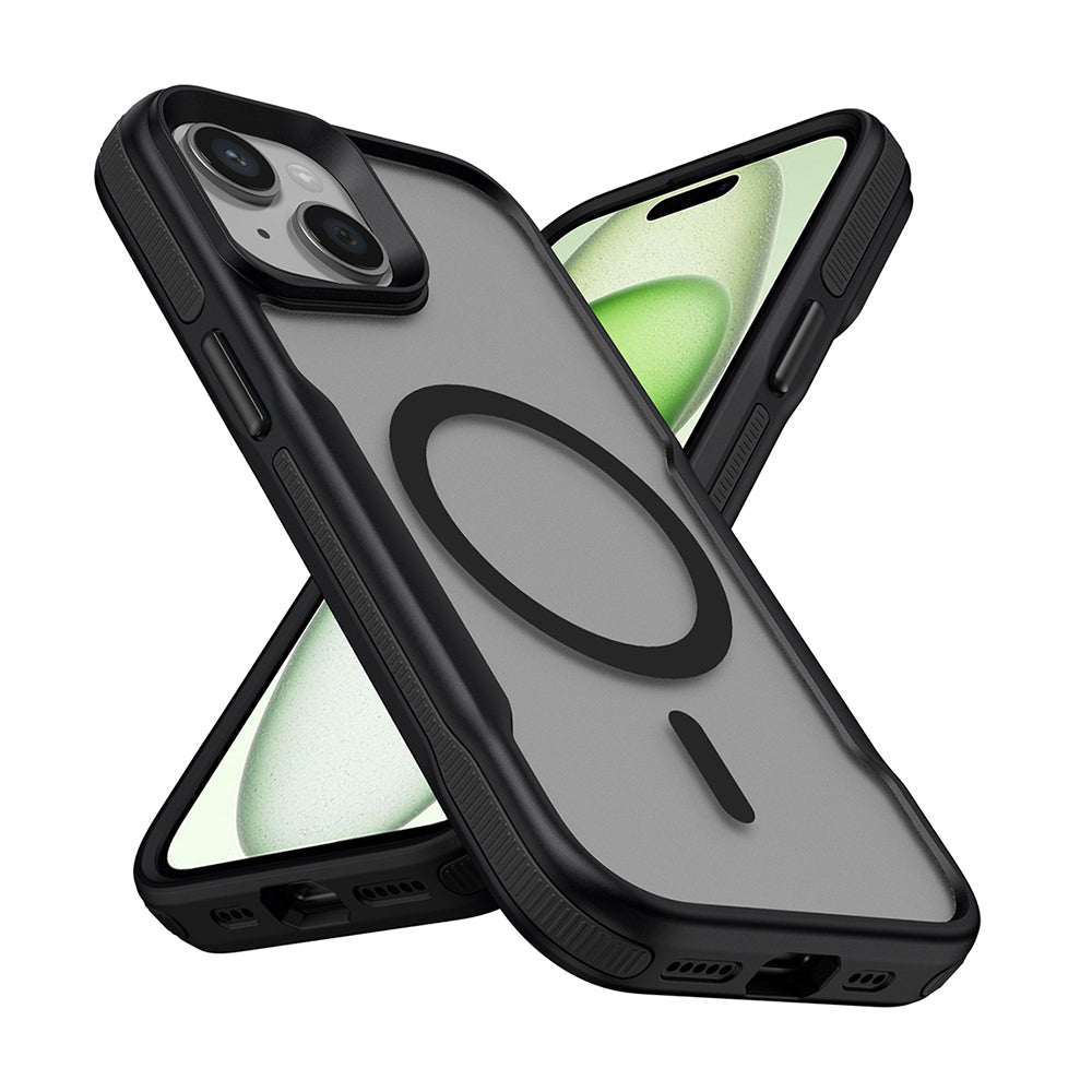 Apple iPhone 15 Plus Kılıf M-safe Şarj Özellikli Renkli Kenar Airbag Şeritli Zore Lamer Kapak