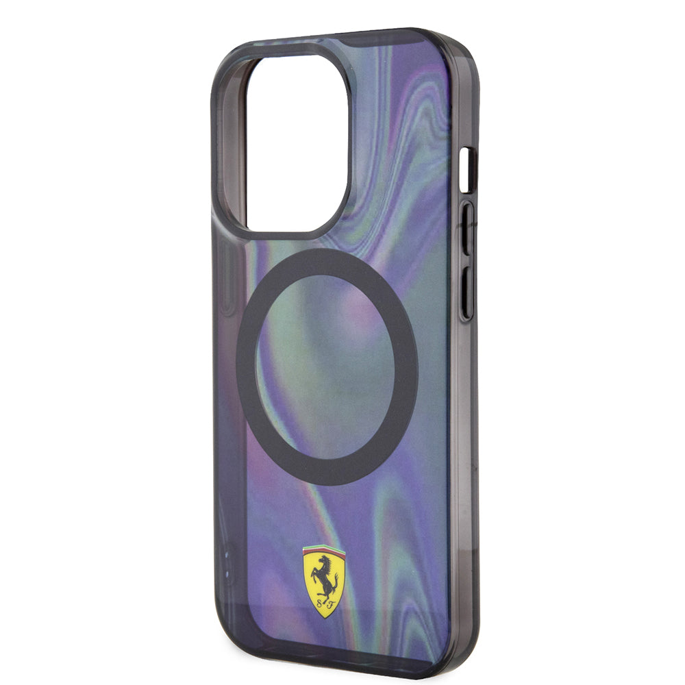 Apple iPhone 15 Pro Kılıf Ferrari Orjinal Lisanslı M-safe Şarj Özellikli Transparan Renk Geçişli Iridescent Kapak