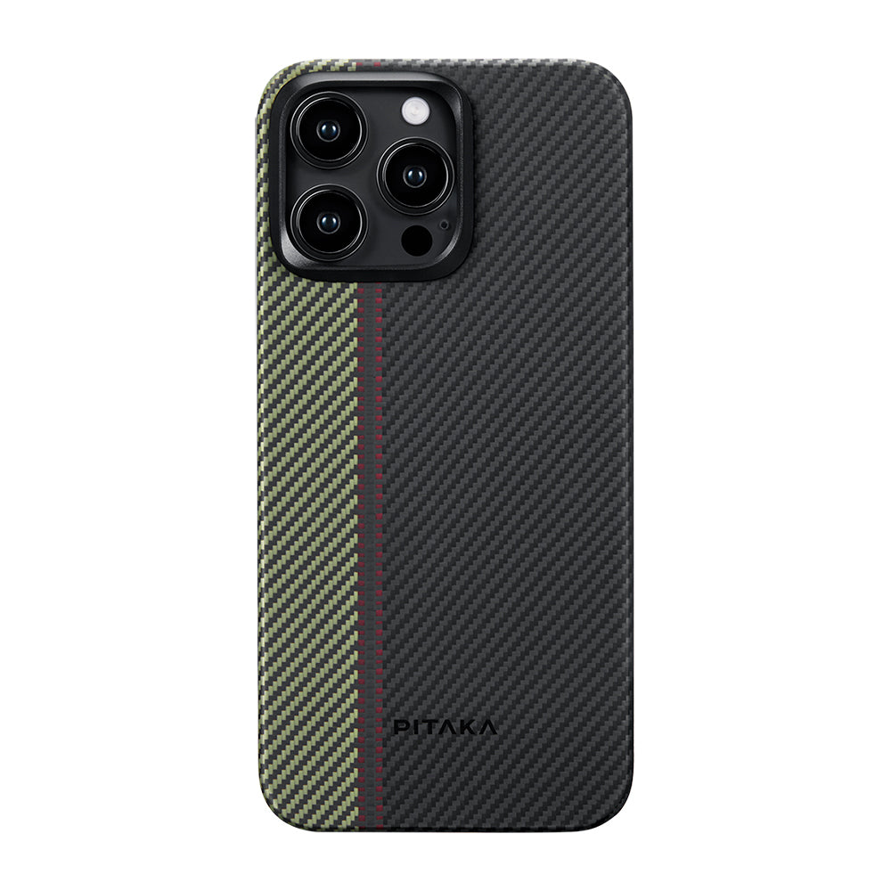 Apple iPhone 15 Pro Kılıf M-safe Şarj Özellikli 600D Aramid Fiber Pitaka Tactile Woven Orchestra Serisi Overture Kapak