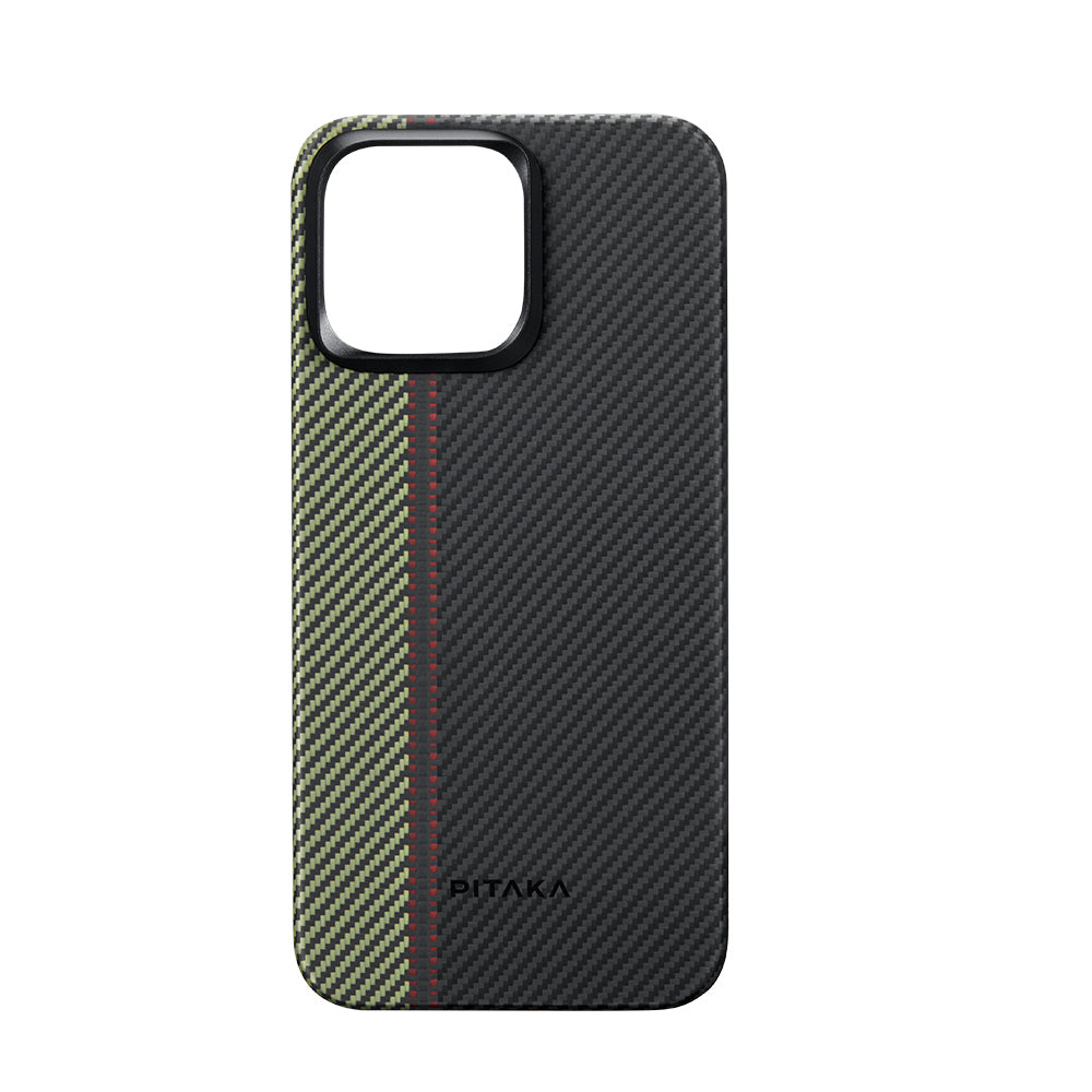 Apple iPhone 15 Pro Kılıf M-safe Şarj Özellikli 600D Aramid Fiber Pitaka Tactile Woven Orchestra Serisi Overture Kapak