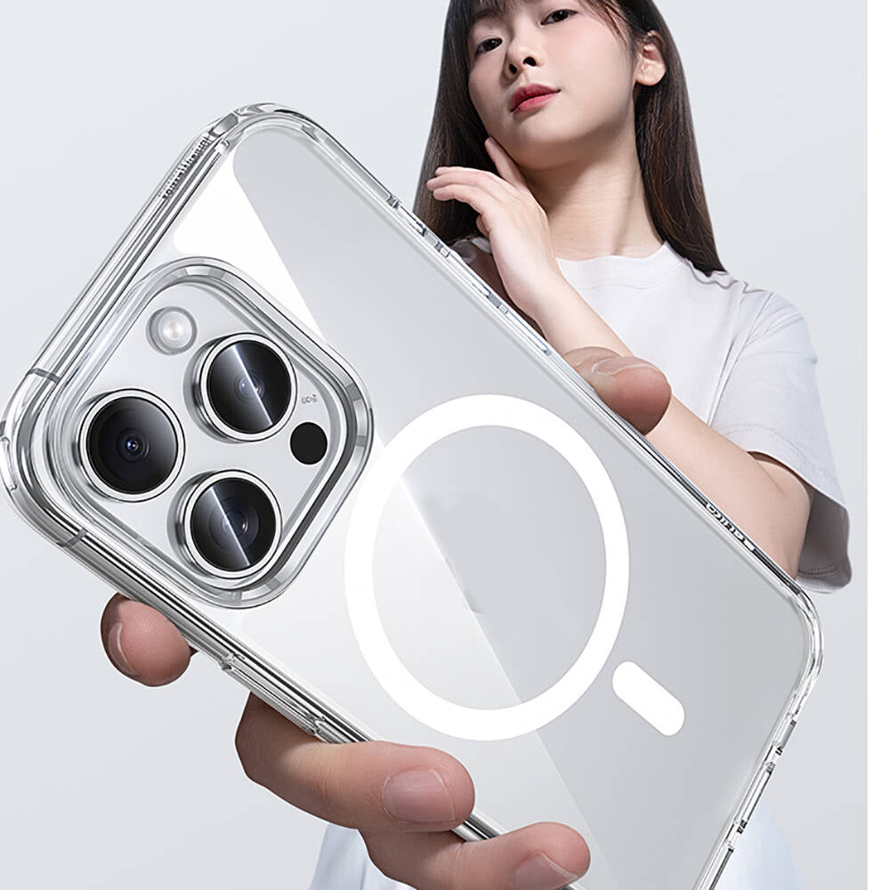 Apple iPhone 15 Pro Kılıf M-safe Şarj Özellikli Airbagli Şeffaf Benks LucentPro Serisi Kapak