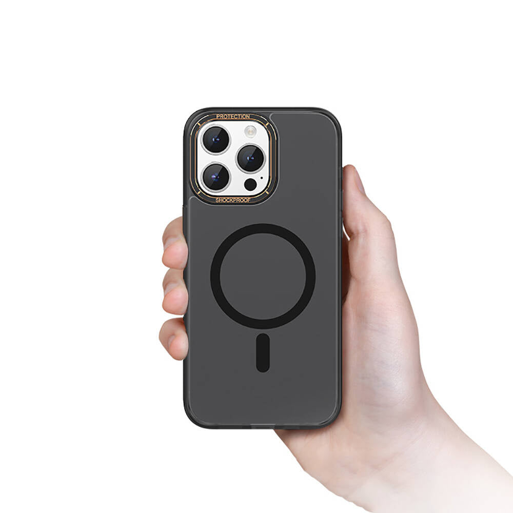 Apple iPhone 15 Pro Kılıf M-safe Şarj Özellikli Cam Arka Yüzey Recci Michelin Serisi Kapak