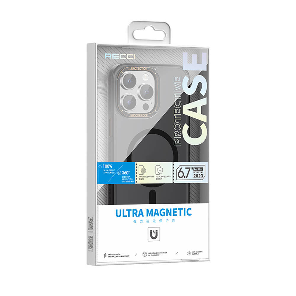 Apple iPhone 15 Pro Kılıf M-safe Şarj Özellikli Cam Arka Yüzey Recci Michelin Serisi Kapak