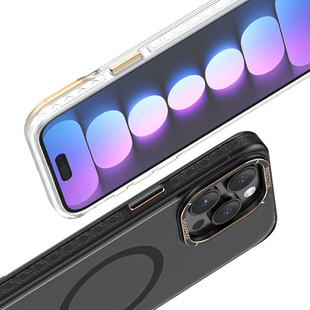 Apple iPhone 15 Pro Kılıf M-safe Şarj Özellikli Cam Arka Yüzey Recci Michelin Serisi Kapak