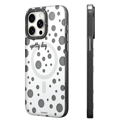 Apple iPhone 15 Pro Kılıf M-safe Şarj Özellikli Polka Dot Desenli Youngkit Spots Serisi Kapak