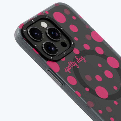 Apple iPhone 15 Pro Kılıf M-safe Şarj Özellikli Polka Dot Desenli Youngkit Spots Serisi Kapak