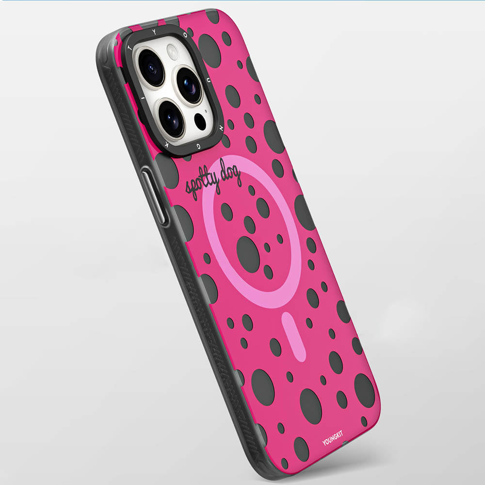 Apple iPhone 15 Pro Kılıf M-safe Şarj Özellikli Polka Dot Desenli Youngkit Spots Serisi Kapak