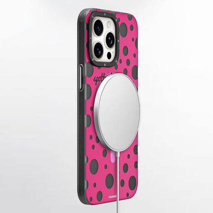 Apple iPhone 15 Pro Kılıf M-safe Şarj Özellikli Polka Dot Desenli Youngkit Spots Serisi Kapak