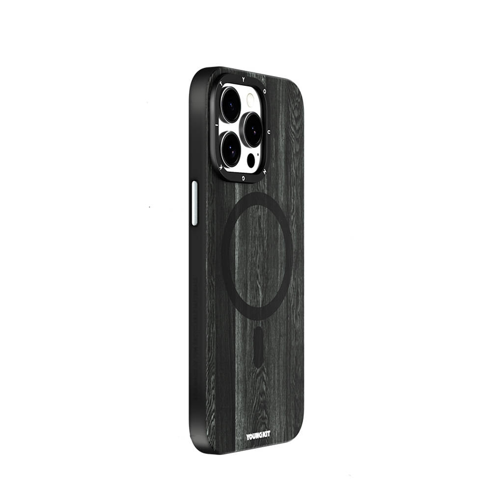 Apple iPhone 15 Pro Kılıf M-safe Şarj Özellikli Sararmaya Dayanıklı Youngkit Wood Forest Serisi Kapak