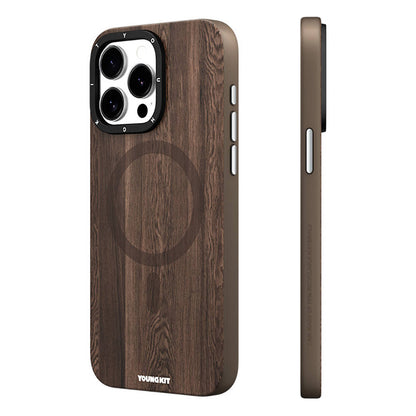 Apple iPhone 15 Pro Kılıf M-safe Şarj Özellikli Sararmaya Dayanıklı Youngkit Wood Forest Serisi Kapak