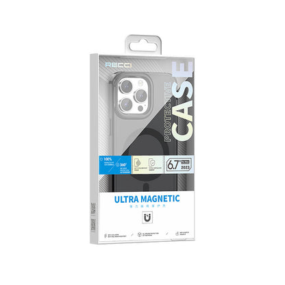 Apple iPhone 15 Pro Kılıf M-safe Şarj Özellikli Saydam Arka Yüzey Recci Crystal Color Serisi Kapak