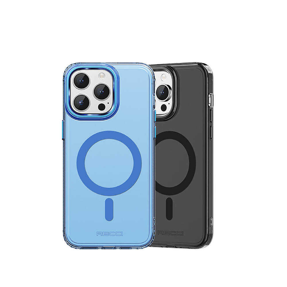 Apple iPhone 15 Pro Kılıf M-safe Şarj Özellikli Saydam Arka Yüzey Recci Crystal Color Serisi Kapak