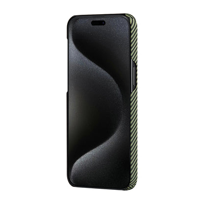 Apple iPhone 15 Pro Max Kılıf M-safe Şarj Özellikli 600D Aramid Fiber Pitaka Tactile Woven Orchestra Serisi Overture Kapak
