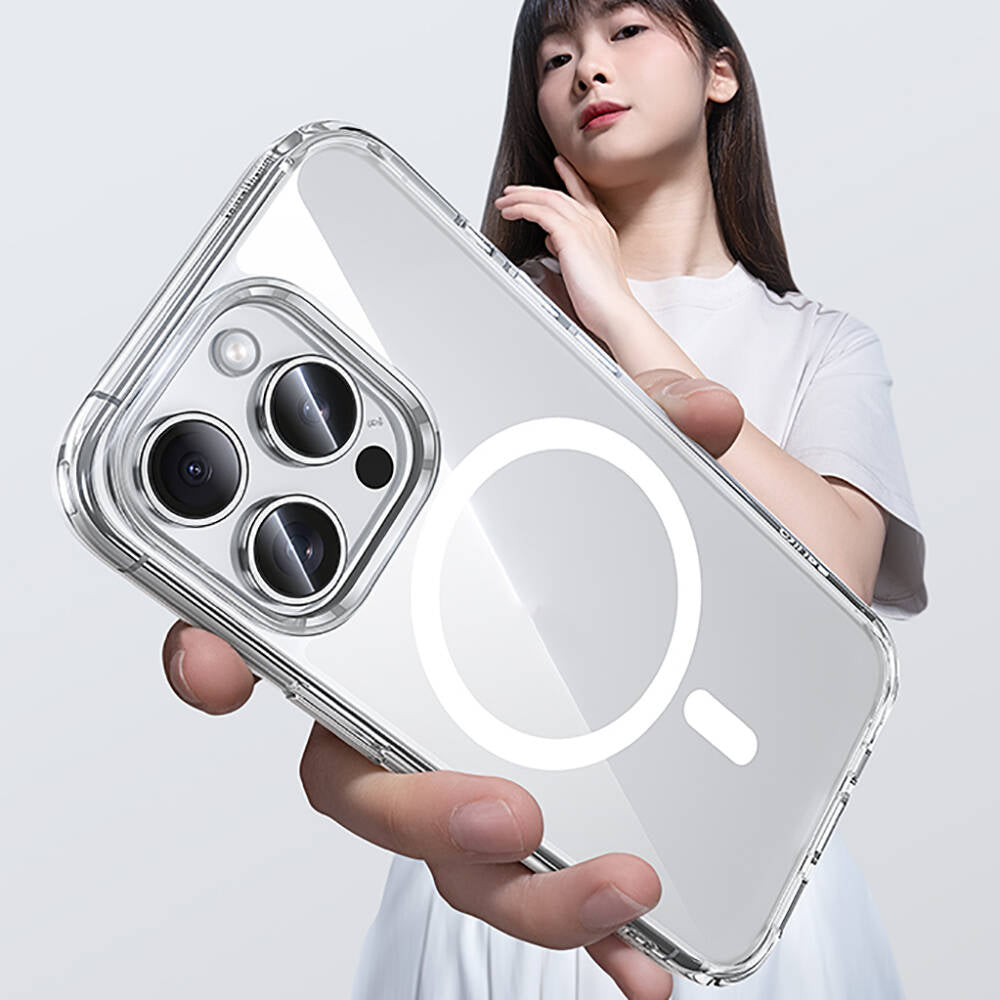 Apple iPhone 15 Pro Max Kılıf M-safe Şarj Özellikli Airbagli Şeffaf Benks LucentPro Serisi Kapak