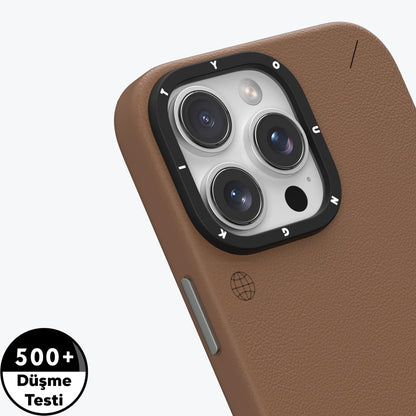 Apple iPhone 15 Pro Max Kılıf M-safe Şarj Özellikli Basit Mat Deri Desenli Youngkit Tech Fashion Serisi Kapak