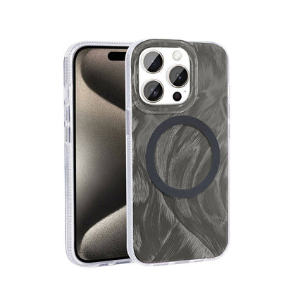 Apple iPhone 15 Pro Max Kılıf M-safe Şarj Özellikli Fırça Boya Desenli Zore Palet Kapak