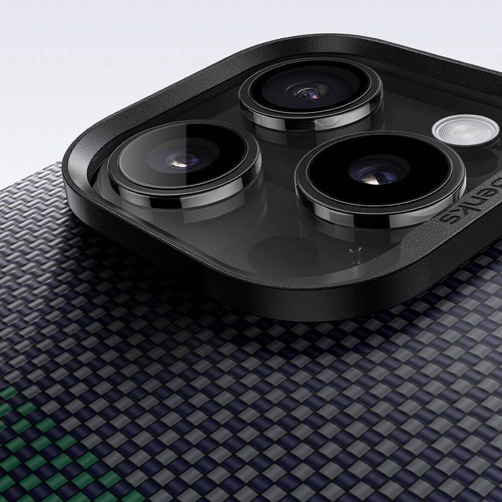 Apple iPhone 15 Pro Max Kılıf M-safe Şarj Özellikli Karbon Fiber Tasarımlı Benks Aurora ArmorAir Kevlar Kapak