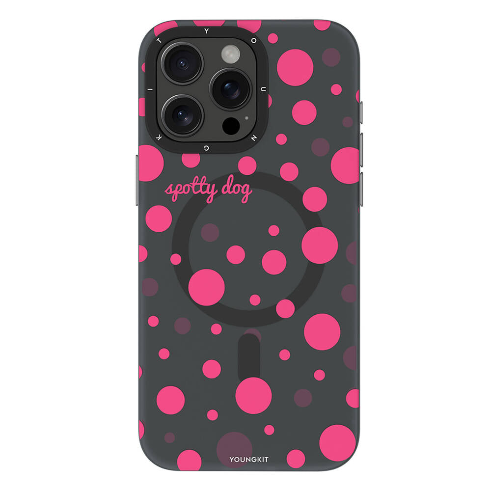 Apple iPhone 15 Pro Max Kılıf M-safe Şarj Özellikli Polka Dot Desenli Youngkit Spots Serisi Kapak