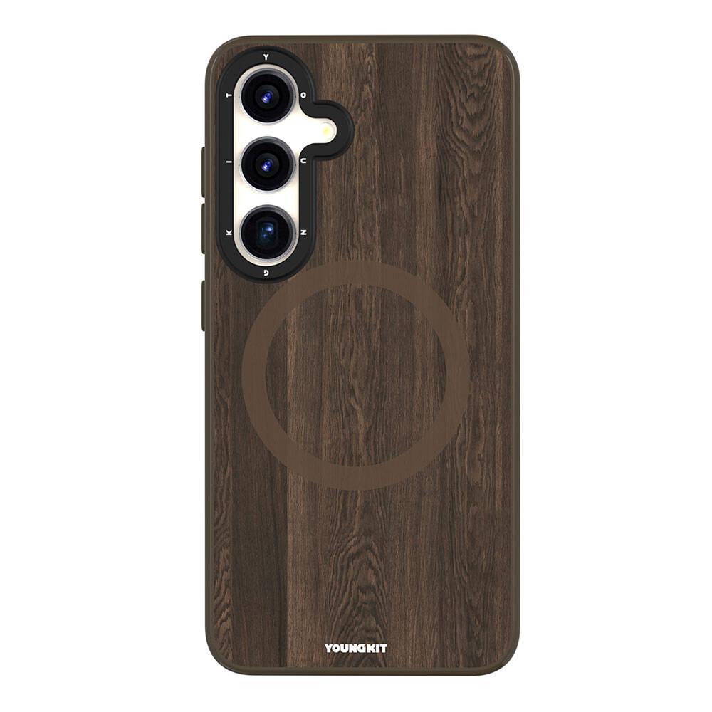 Galaxy S24 Kılıf M-safe Şarj Özellikli Sararmaya Dayanıklı Youngkit Wood Forest Serisi Kapak