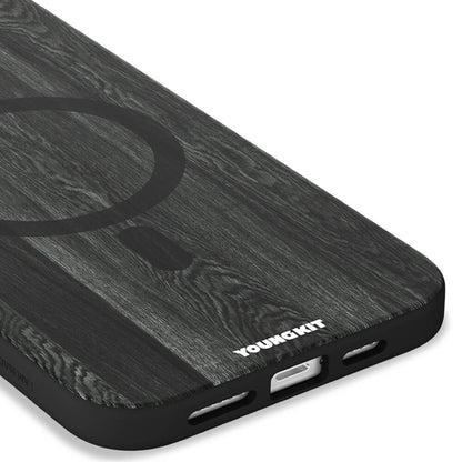 Apple iPhone 15 Pro Max Kılıf M-safe Şarj Özellikli Sararmaya Dayanıklı Youngkit Wood Forest Serisi Kapak