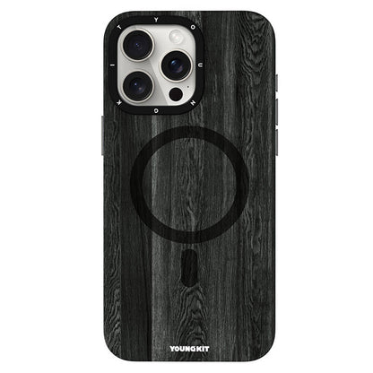 Apple iPhone 15 Pro Max Kılıf M-safe Şarj Özellikli Sararmaya Dayanıklı Youngkit Wood Forest Serisi Kapak