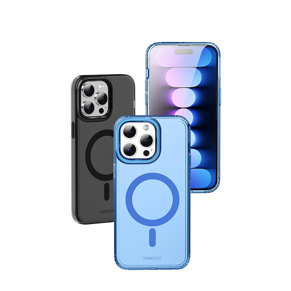 Apple iPhone 15 Pro Max Kılıf M-safe Şarj Özellikli Saydam Arka Yüzey Recci Crystal Color Serisi Kapak