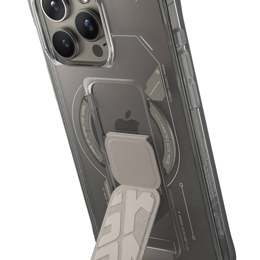 Apple iPhone 15 Pro Max Kılıf M-safe Şarj Özellikli Teknoloji Desenli Standlı Skinarma Helio Kapak