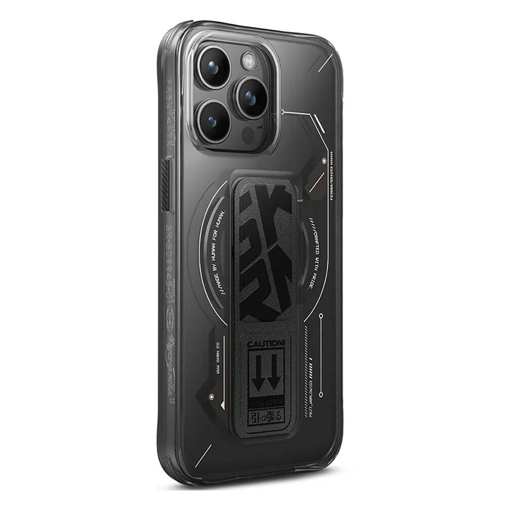 Apple iPhone 15 Pro Max Kılıf M-safe Şarj Özellikli Teknoloji Desenli Standlı Skinarma Helio Kapak