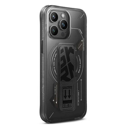 Apple iPhone 15 Pro Max Kılıf M-safe Şarj Özellikli Teknoloji Desenli Standlı Skinarma Helio Kapak