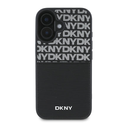 Apple iPhone 16 Kılıf DKNY Orjinal Lisanslı Kartlıklı 3D Yazılı Repeat Texture Pattern Kapak