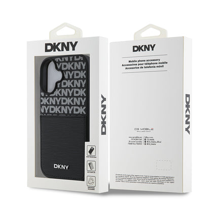 Apple iPhone 16 Kılıf DKNY Orjinal Lisanslı Kartlıklı 3D Yazılı Repeat Texture Pattern Kapak