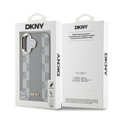 Apple iPhone 16 Kılıf DKNY Orjinal Lisanslı M-safe Şarj Özellikli 3D Yazılı Checkered Pattern Kapak