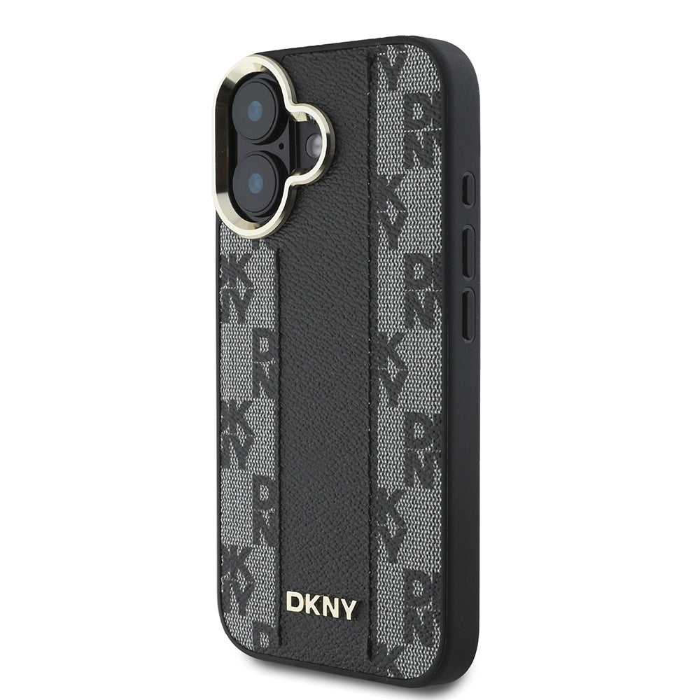 Apple iPhone 16 Kılıf DKNY Orjinal Lisanslı M-safe Şarj Özellikli 3D Yazılı Checkered Pattern Kapak