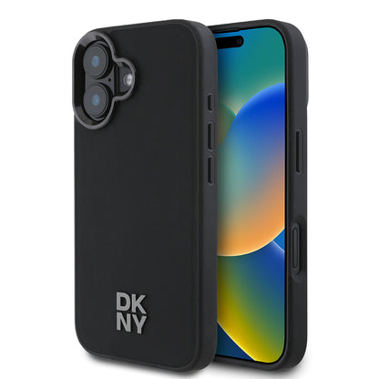 Apple iPhone 16 Kılıf DKNY Orjinal Lisanslı M-safe Şarj Özellikli Metal Logolu PU Deri Plain Kapak