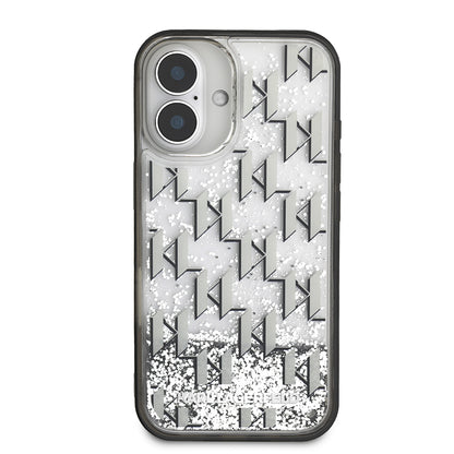 Apple iPhone 16 Kılıf Karl Lagerfeld Orjinal Lisanslı Simli KL Yazılı Monogram Gradient Kapak