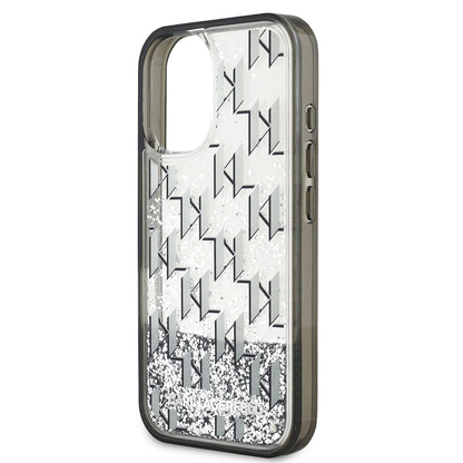 Apple iPhone 16 Kılıf Karl Lagerfeld Orjinal Lisanslı Simli KL Yazılı Monogram Gradient Kapak