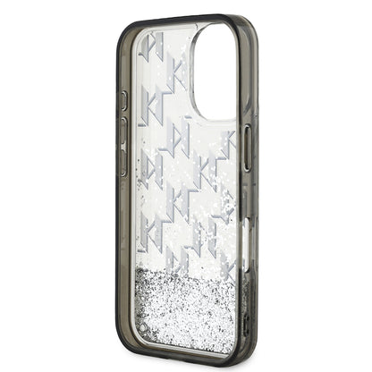 Apple iPhone 16 Kılıf Karl Lagerfeld Orjinal Lisanslı Simli KL Yazılı Monogram Gradient Kapak