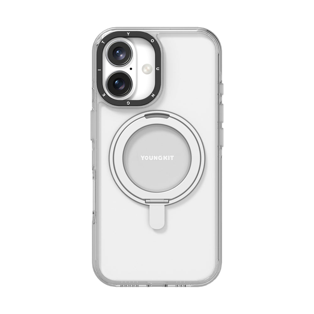 Apple iPhone 16 Kılıf M-safe Şarj Özellikli Parmak Ring Standlı Youngkit Pivot Serisi Kapak