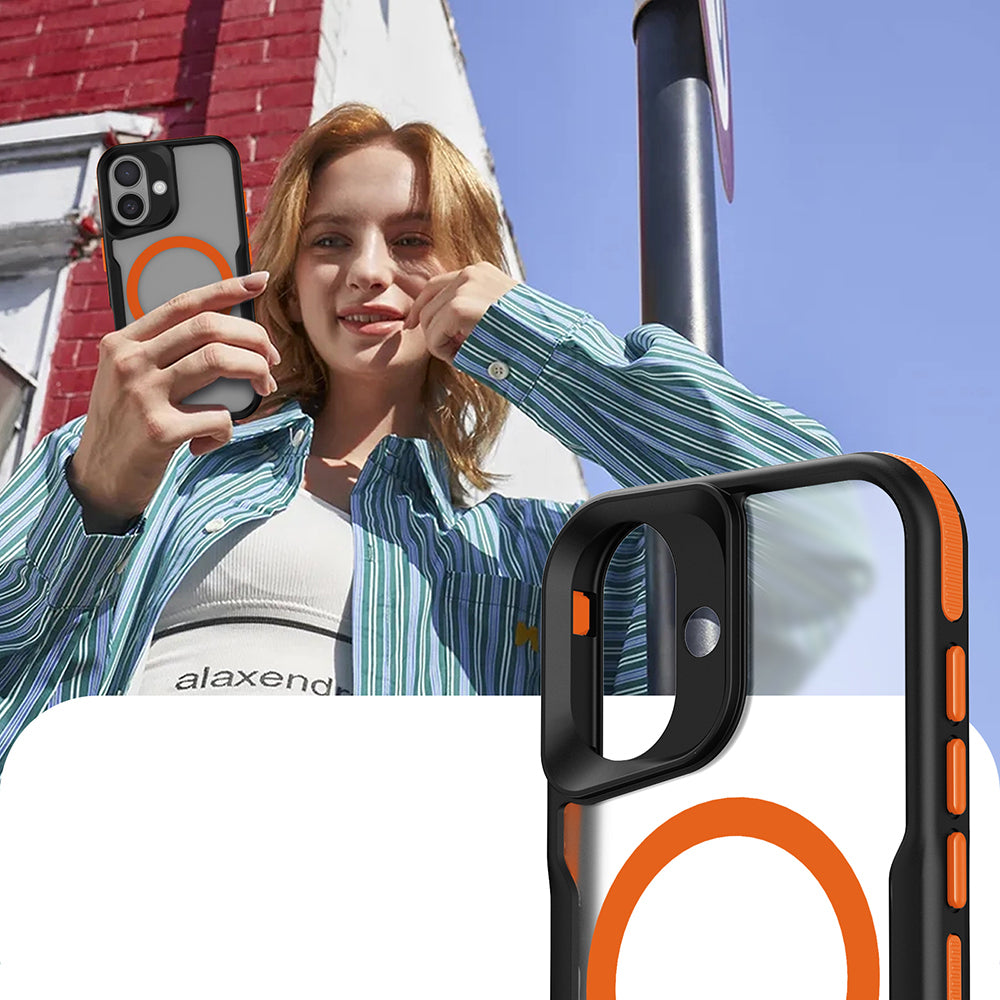 Apple iPhone 16 Kılıf M-safe Şarj Özellikli Renkli Kenar Airbag Şeritli Zore Lamer Kapak