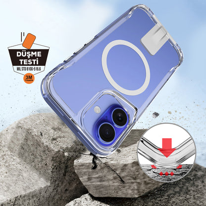 Apple iPhone 16 Kılıf M-safe Şarj Özellikli Zore T-Max Standlı Kapak